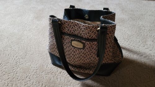 Tignanello Large Woven Tan/Black Tote Shopper Han… - image 1