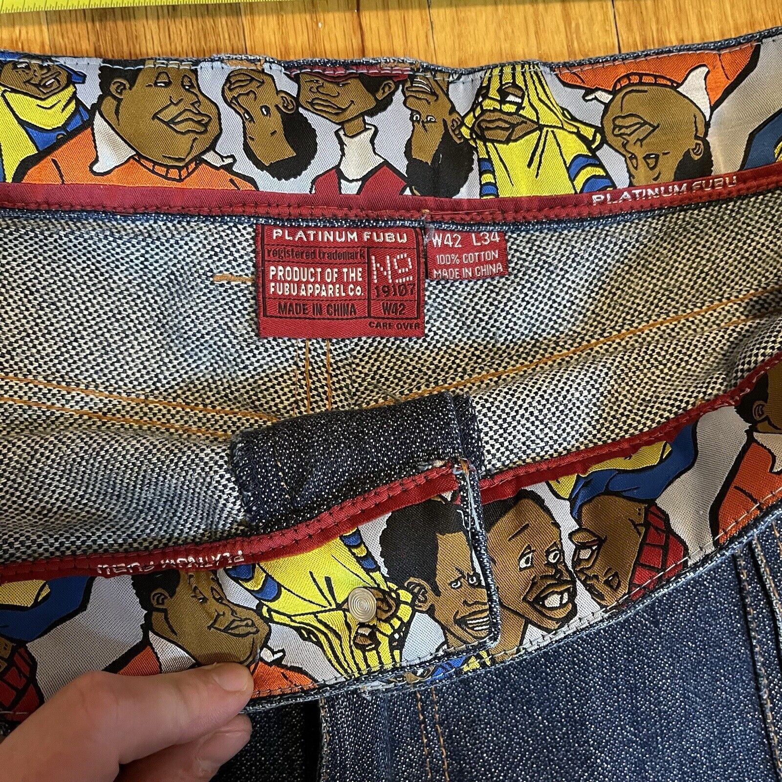 Vintage Y2K Fat Albert Fubu 42” Jeans + XL Denim … - image 4