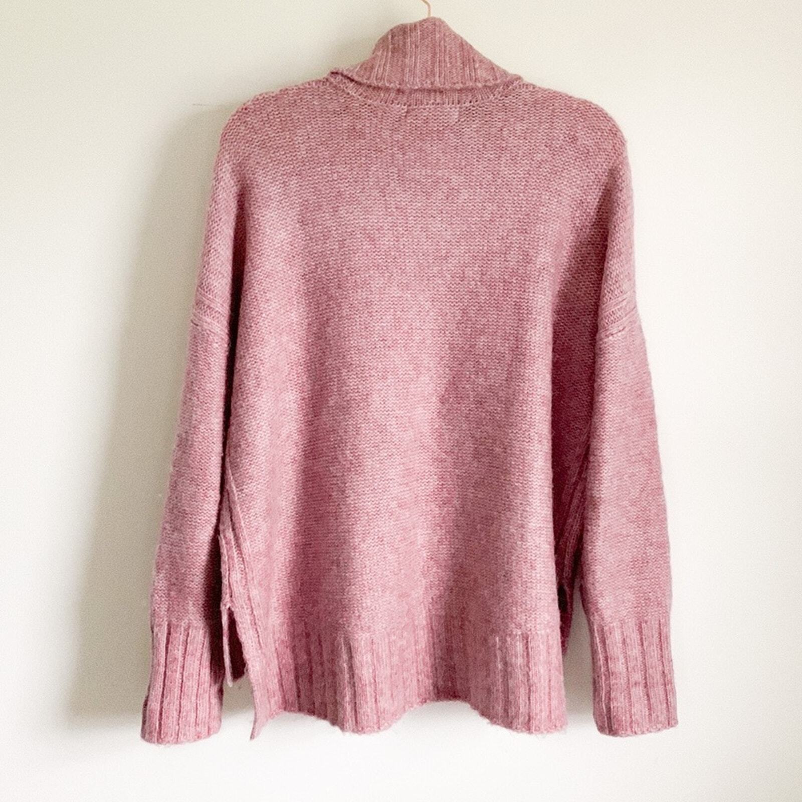 Marled Lavender Pink Cowl neck Split Hem Sweater … - image 2