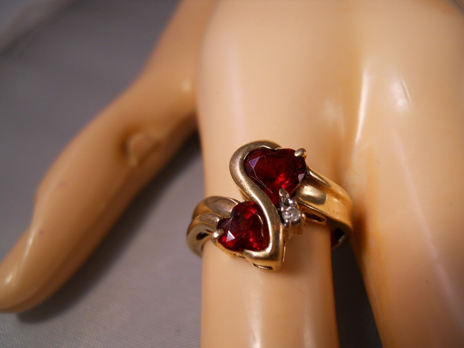 DESIGNER NY 10K YELLOW GOLD RED HEART CUT GARNETS… - image 5