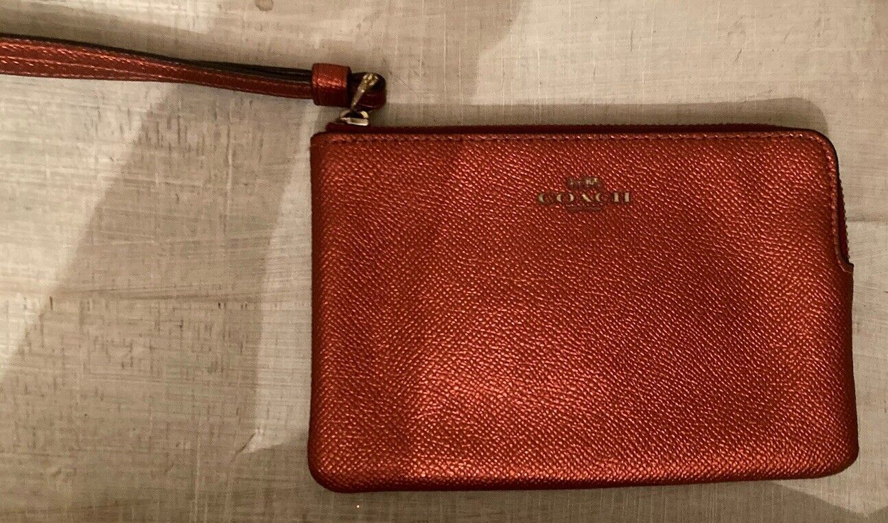 Coach Wristlet Zip Corner Metallic Red Sparkle Co… - image 2