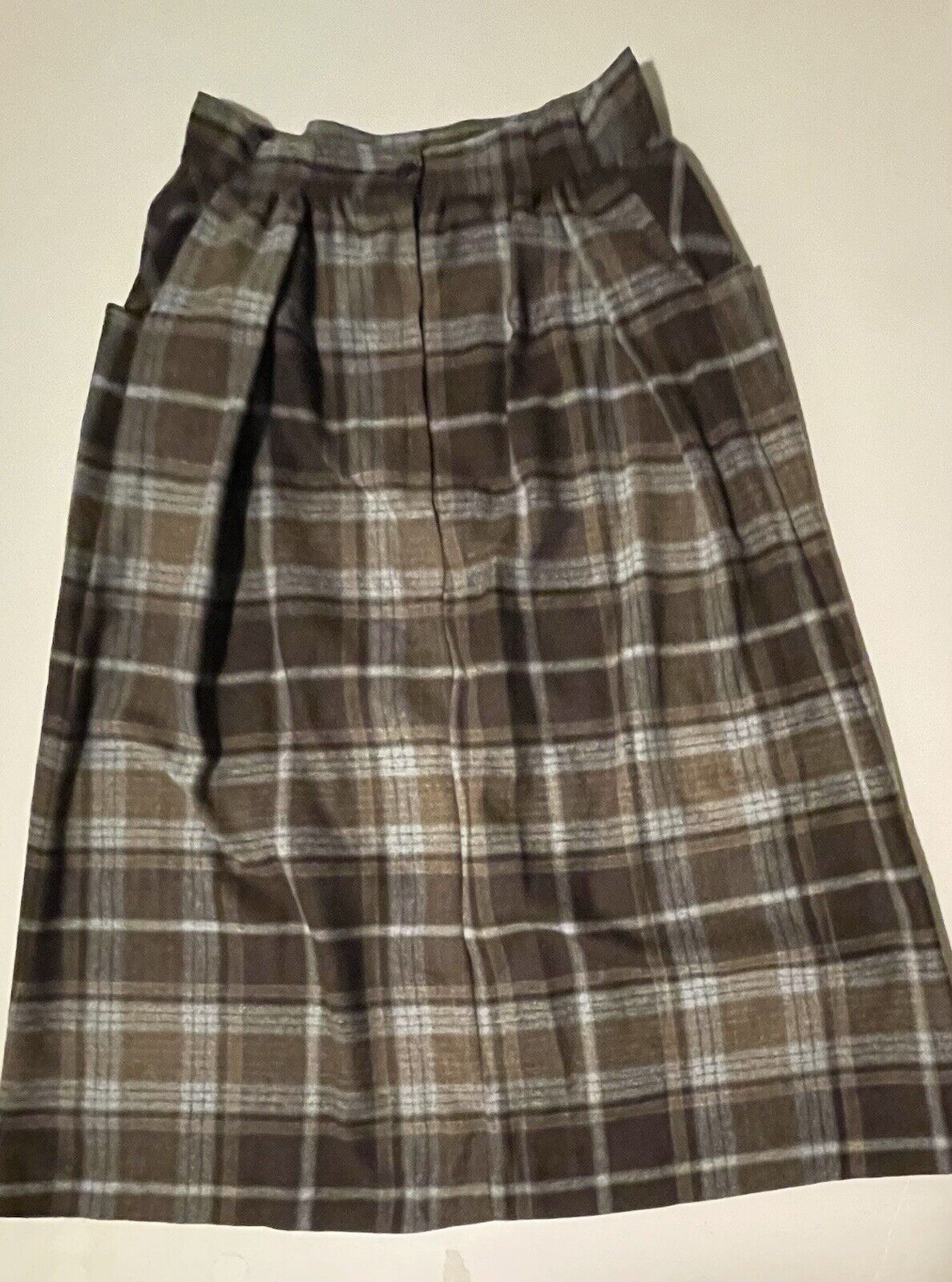 Vtg ILGWU Women's Wool Blend Pleated Plaid Midi S… - image 3