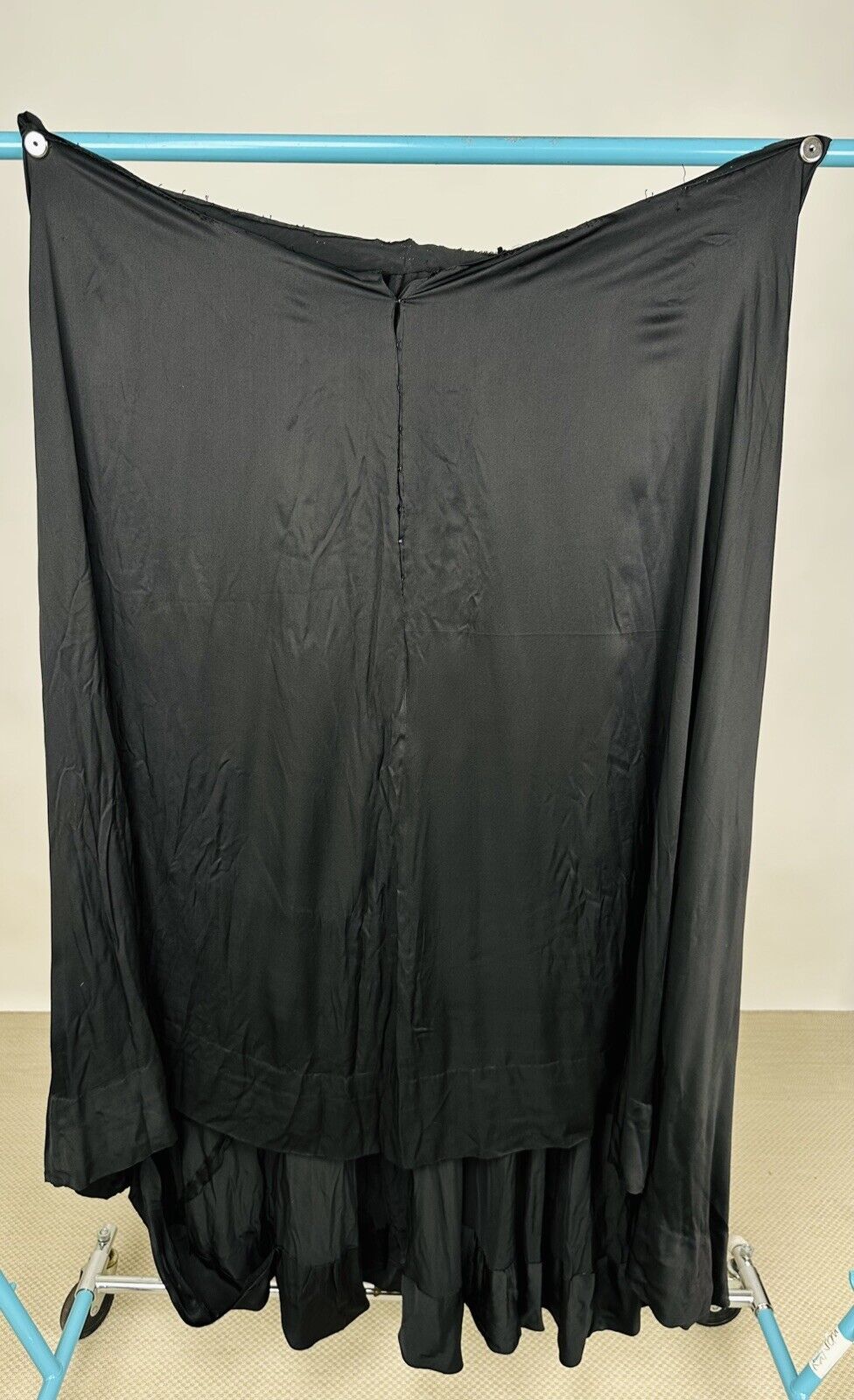 Antique Victorian 1890s Black Mourning Silk Skirt… - image 2