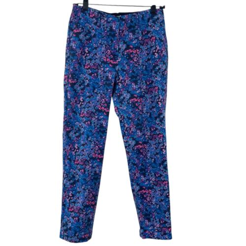 Boden Vibrant Blue Pink Floral Print Chino Ankle … - image 1