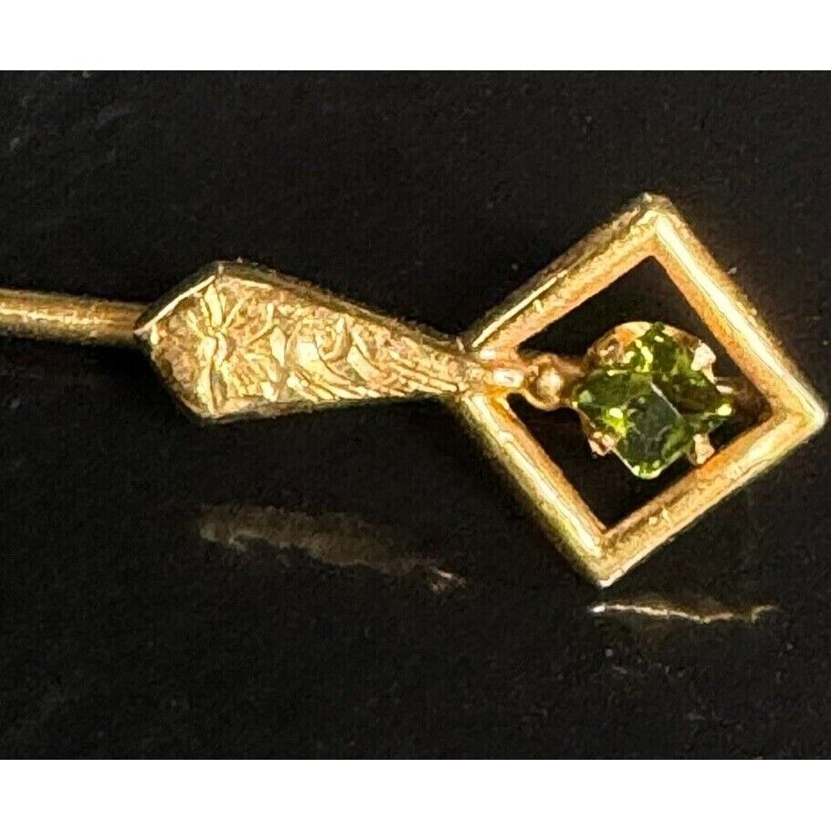 14K YELLOW GOLD  AND PERIDOT STICK PIN SKY - image 2