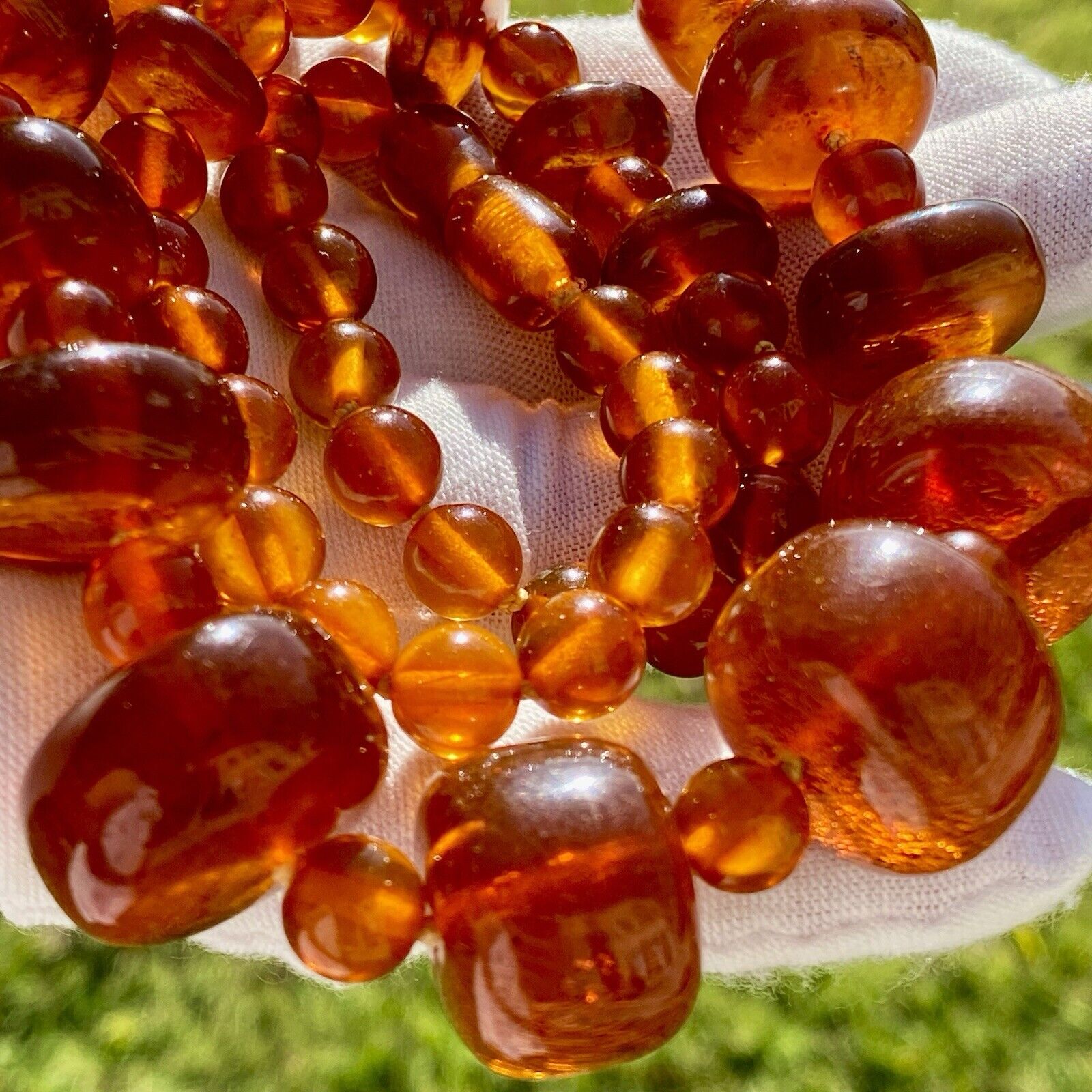 Vintage Baltic Dark Honey Amber Rondel Necklace G… - image 4