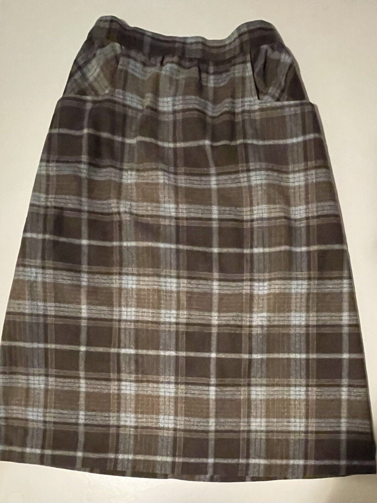 Vtg ILGWU Women's Wool Blend Pleated Plaid Midi S… - image 4