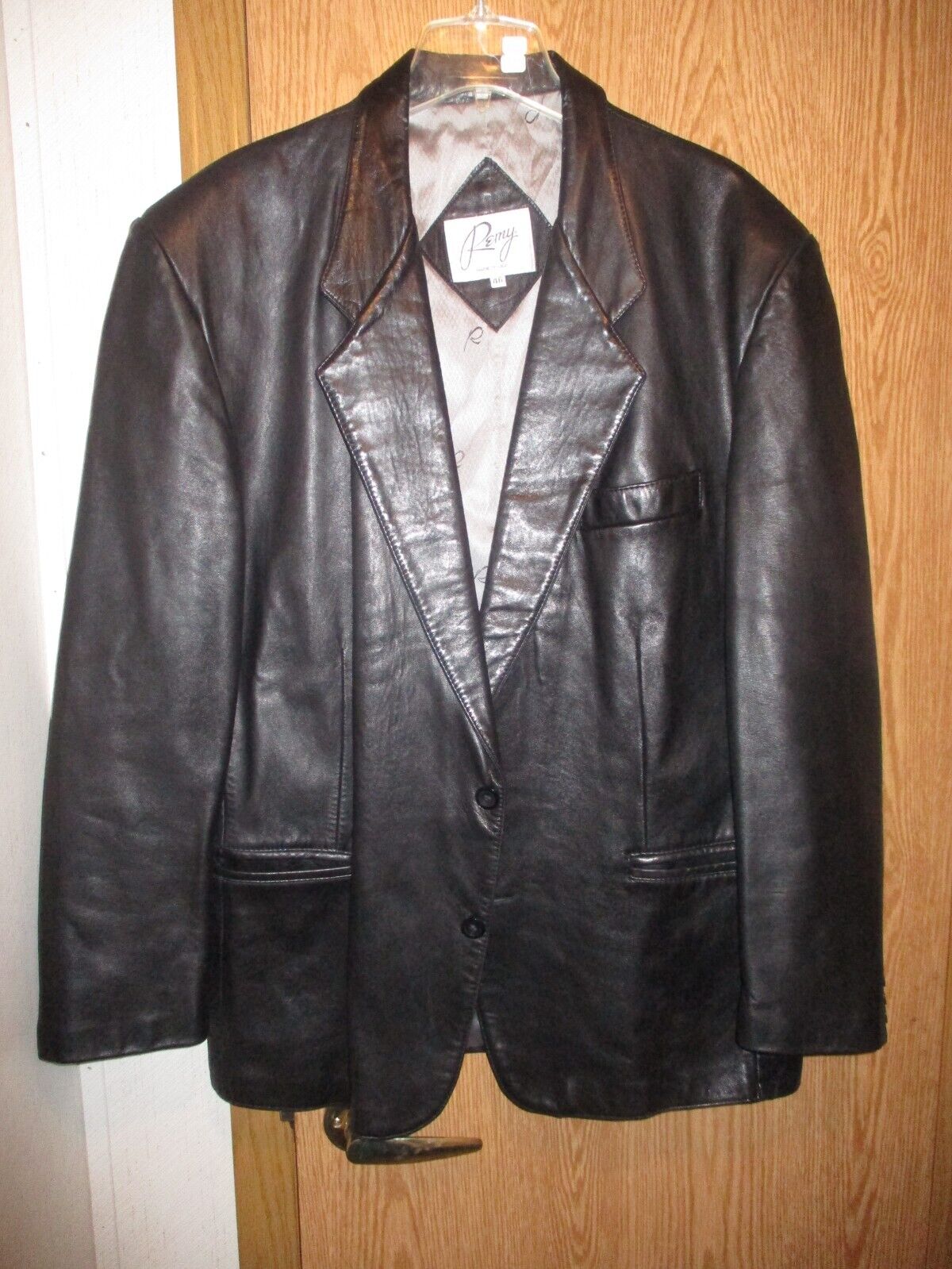 Mans quality black 2 button leather blazer jacket… - image 1