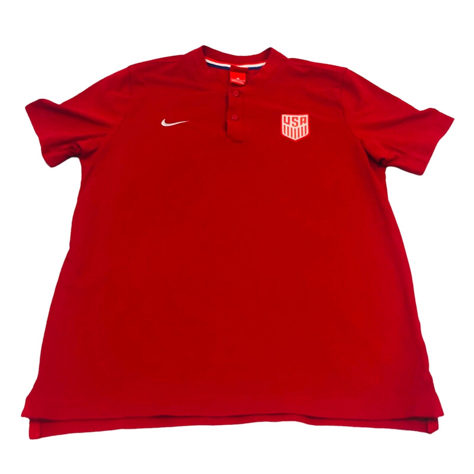 NIKE Red Tag Henley Two Button Single Stitch USA … - image 1