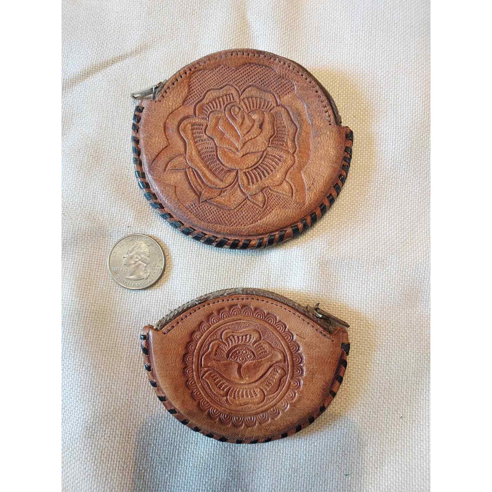 2 Hand-made Leather coin pouches - image 1