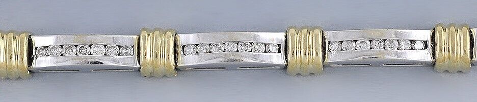 Attractive 2-Tone 14k Gold & Channel Set ~1ct Dia… - image 3