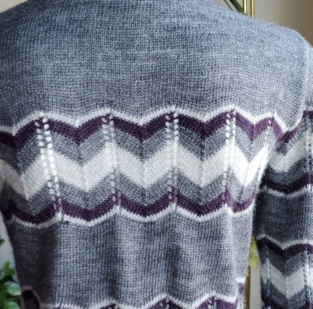 Lineamaglia Wool/Alpaca Blend Chevron Purple And … - image 11