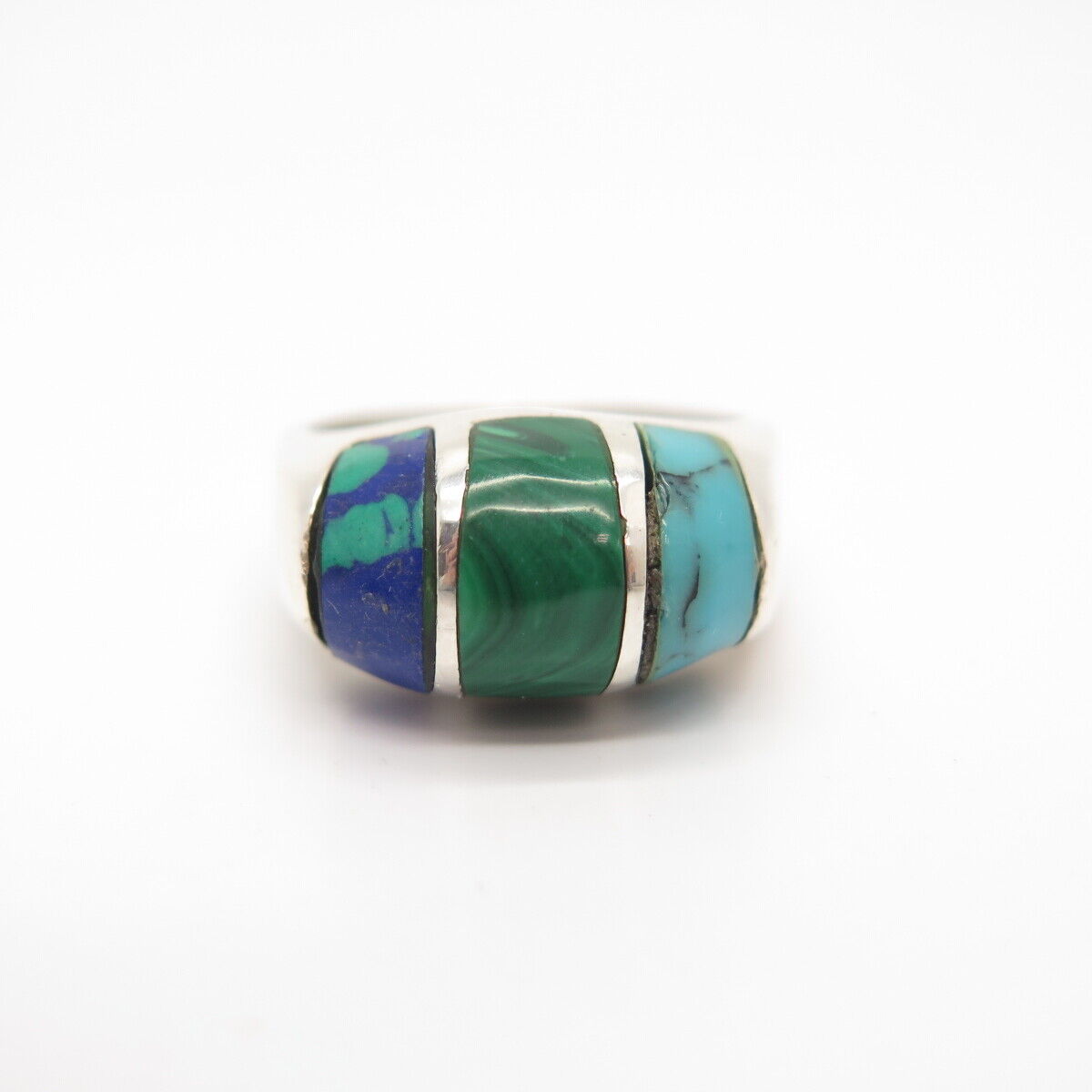 925 Sterling Silver Vintage Mexico Azurite Malach… - image 3