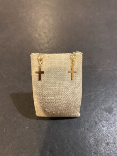 ZZ 585 14K Yellow Gold Cross Dangle Earrings