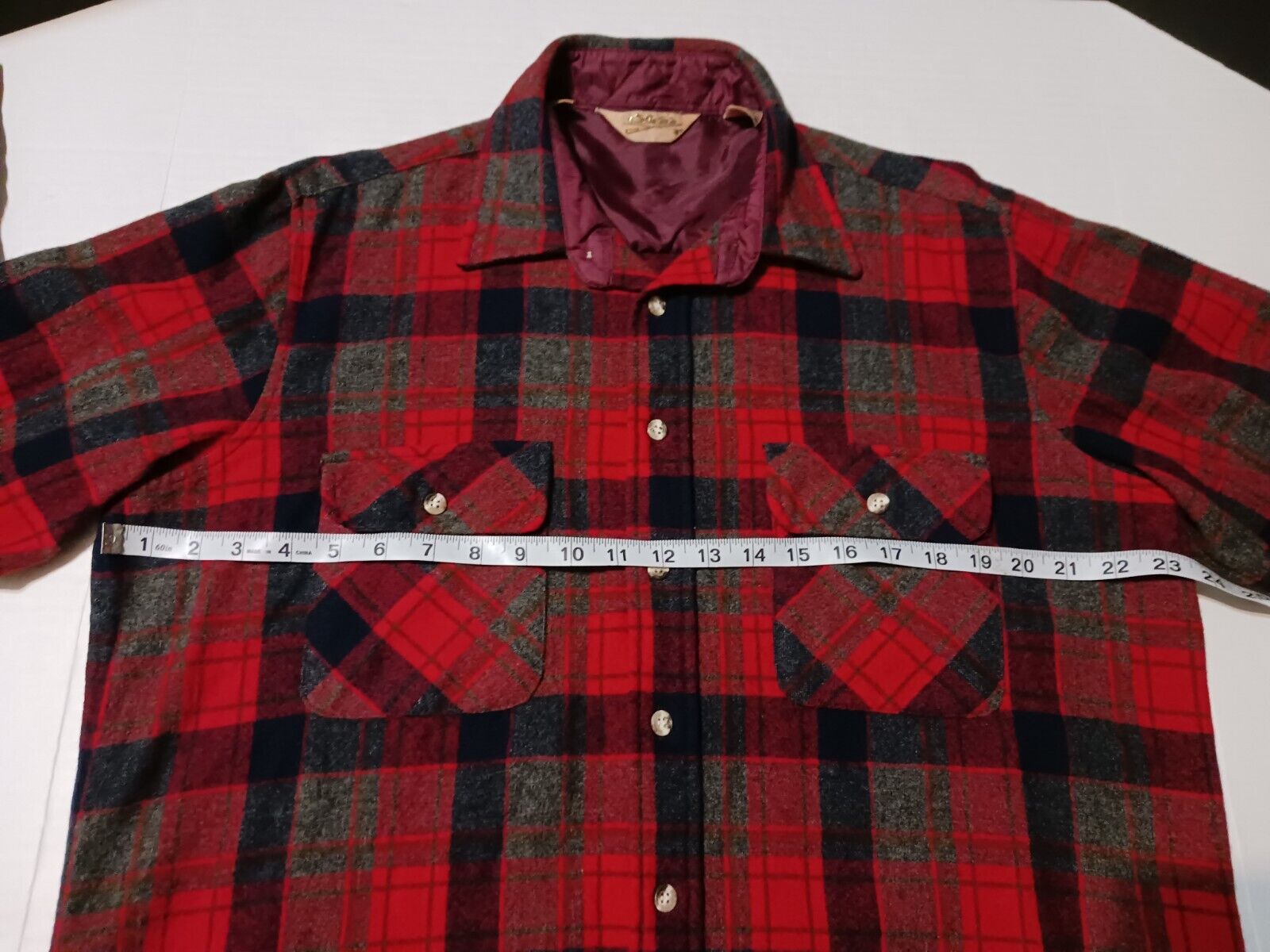 Vintage Cabelas 100% Wool Flannel Mens Size L Red… - image 7