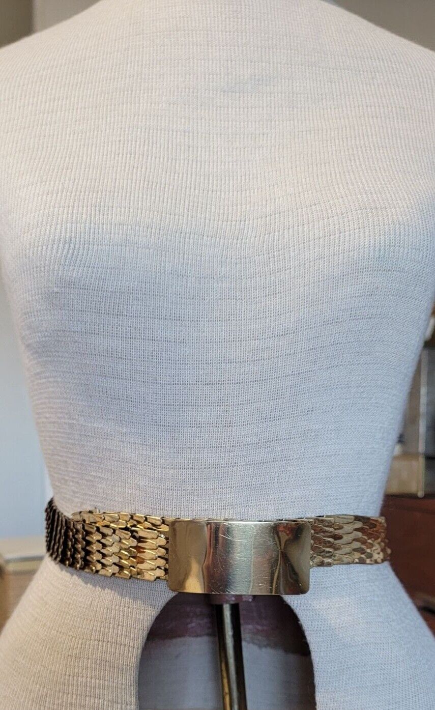 Vintage Gold Metal Stretch Belt GLam - image 3