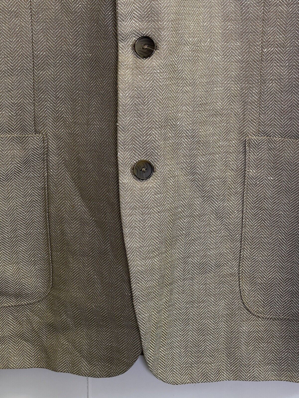 Stafford Sport Coat Mens 42L Linen & Wool Herring… - image 6