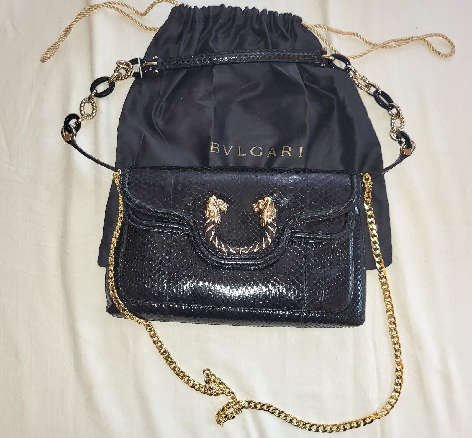 BVLGARI ~ RARE * LIMITED black  Real snakeskin Ha… - image 20