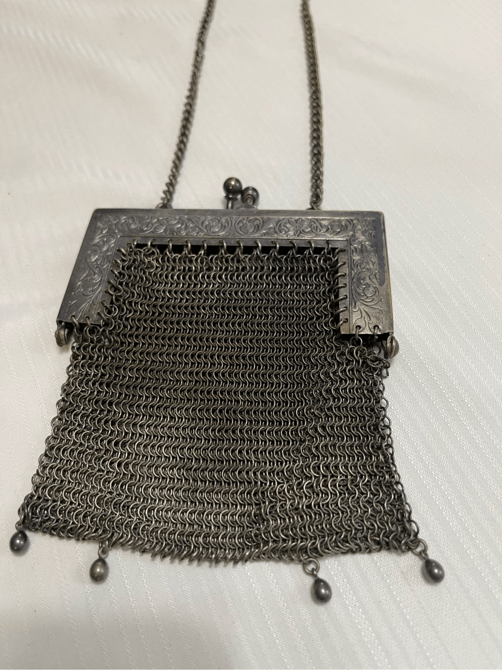 Antique 1900s Vintage German Silver Mesh Bag/Purs… - image 2