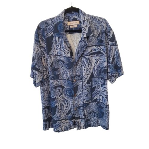 Tommy Bahama Large 100% Silk Original Fit Blue Sh… - image 1