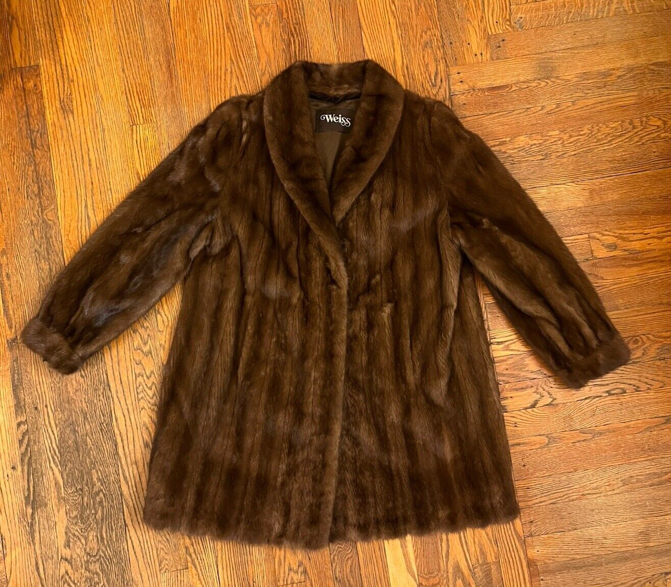 Classic Brown Mink Coat Mid Length Size Large 12 … - image 6