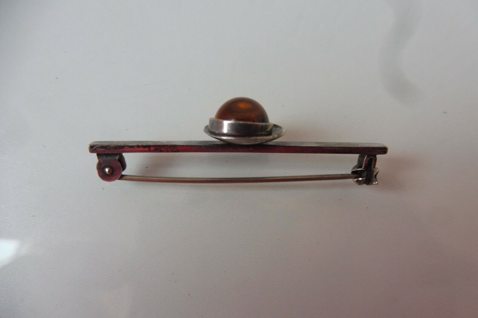 Beautiful, old brooch, 925 silver, amber, pin, fr… - image 2