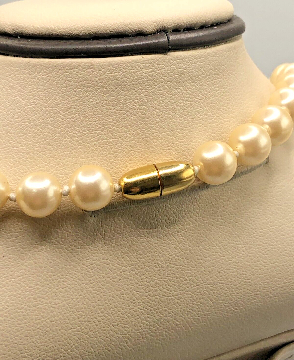 Gold Tone Faux Classic Pearl Necklace - image 3