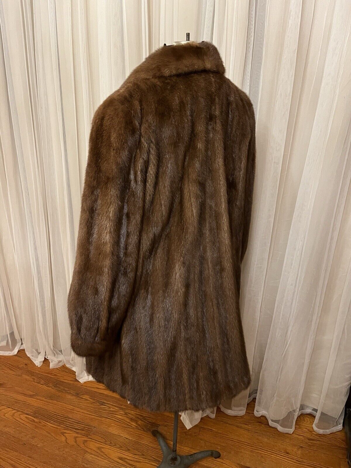 Classic Brown Mink Coat Mid Length Size Large 12 … - image 4