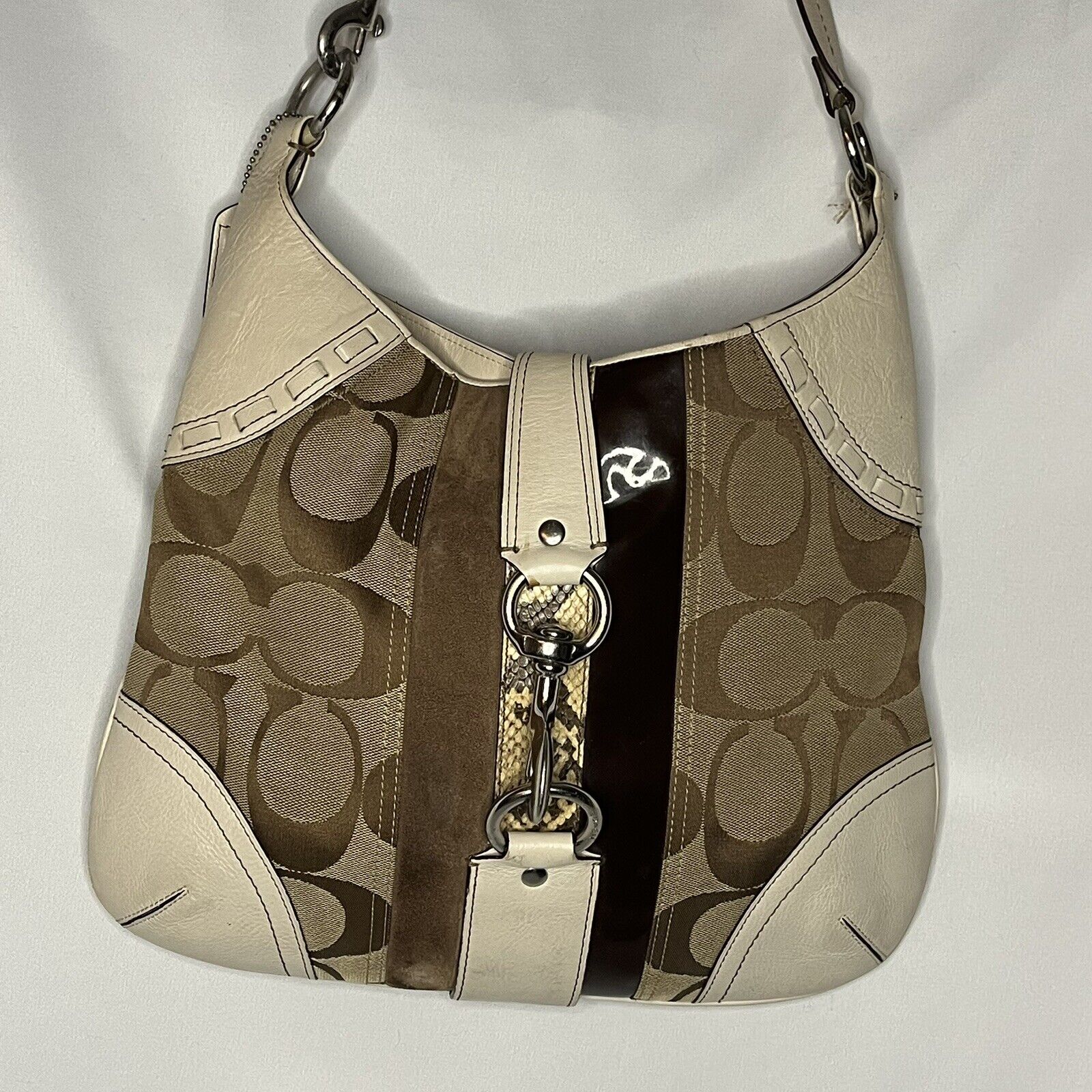 Coach Hobo Purse Satchel Signature Brown Beige Ca… - image 1