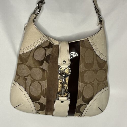 Coach Hobo Purse Satchel Signature Brown Beige Ca… - image 1