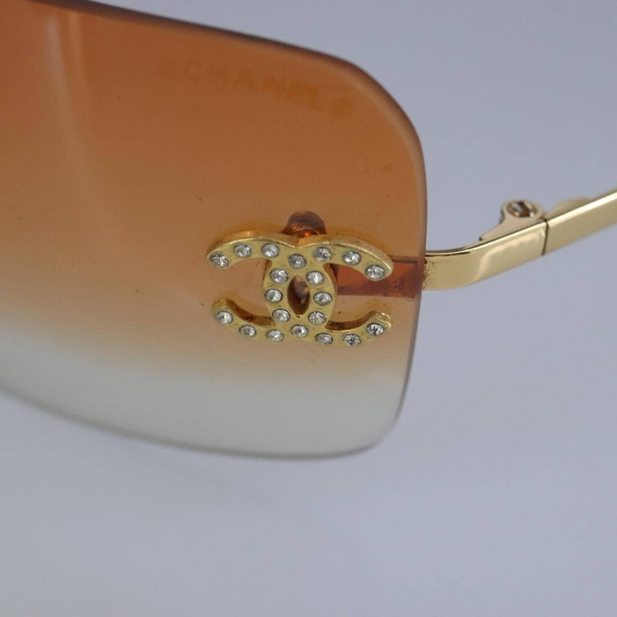 CHANEL Sunglasses metal Orange CC Auth bs20085 - image 9