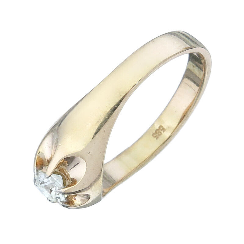 Solitaire Ring Old Cut Diamond 585 Yellow Gold An… - image 3