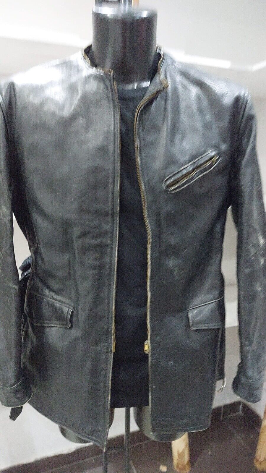 Leather Jacket Used Woman Black Size S-PGC033PI - image 3