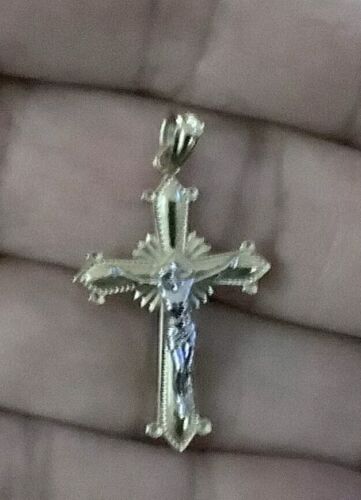 14k Two Tone Gold Crucifix Cross