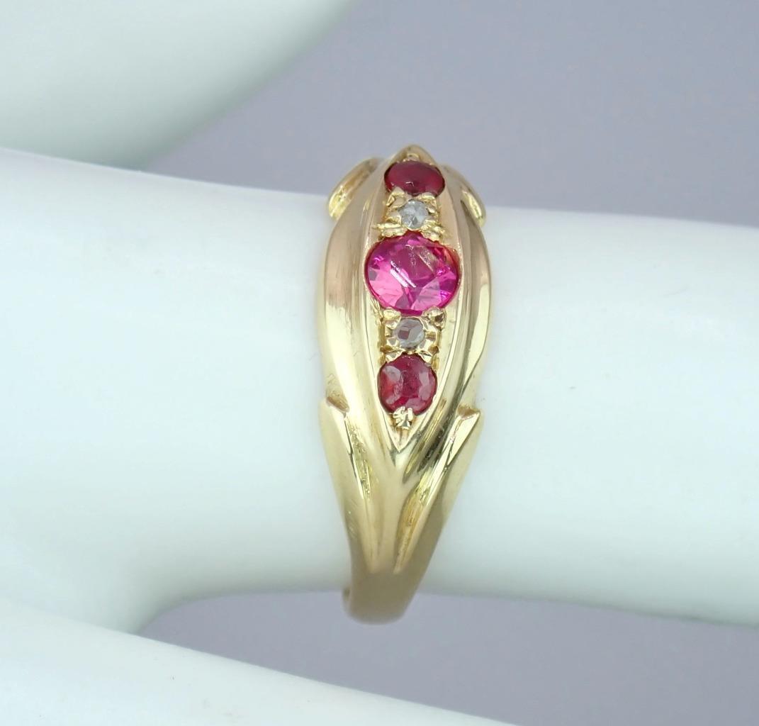 Pretty Antique Edwardian 18K Gold Diamond Pink To… - image 19