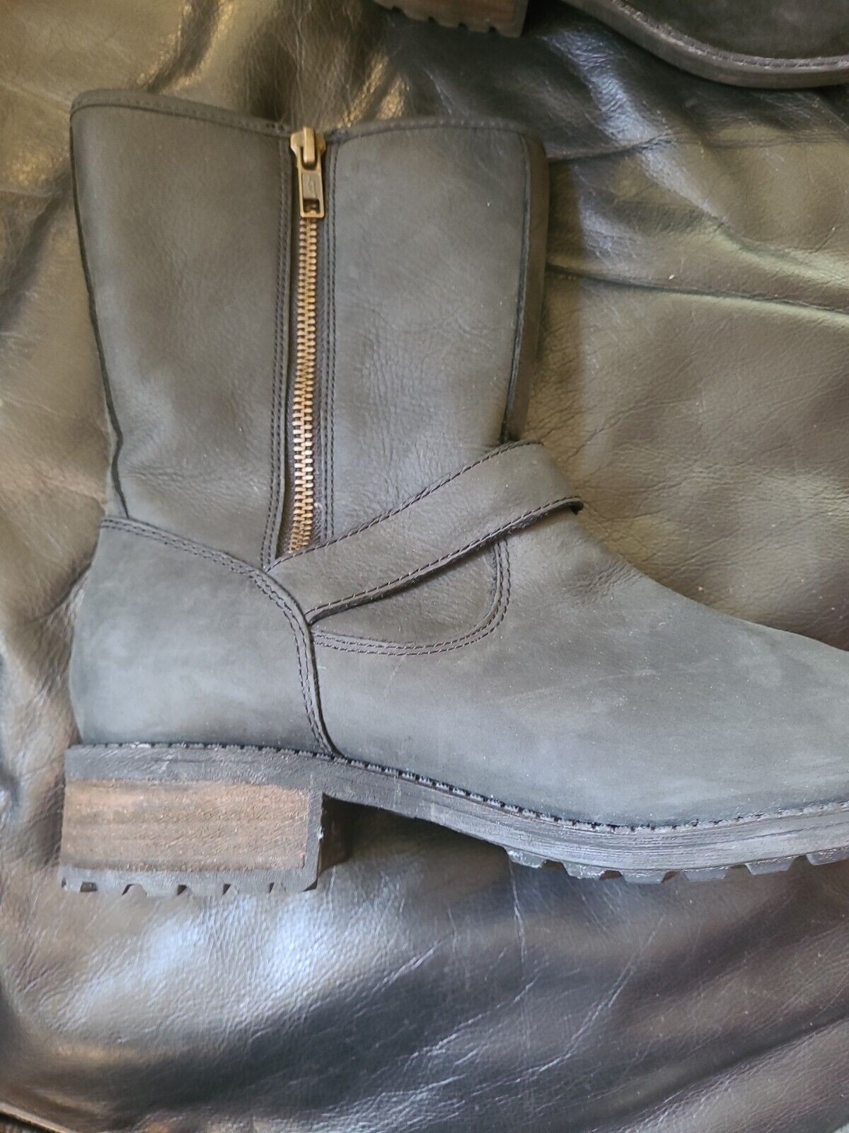 UGG Leather Fashion Boots. Side Zipper/Buckle Lin… - image 4