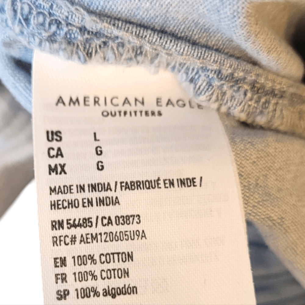 American Eagle Light Wash Paperbag Eaist Chambray… - image 4