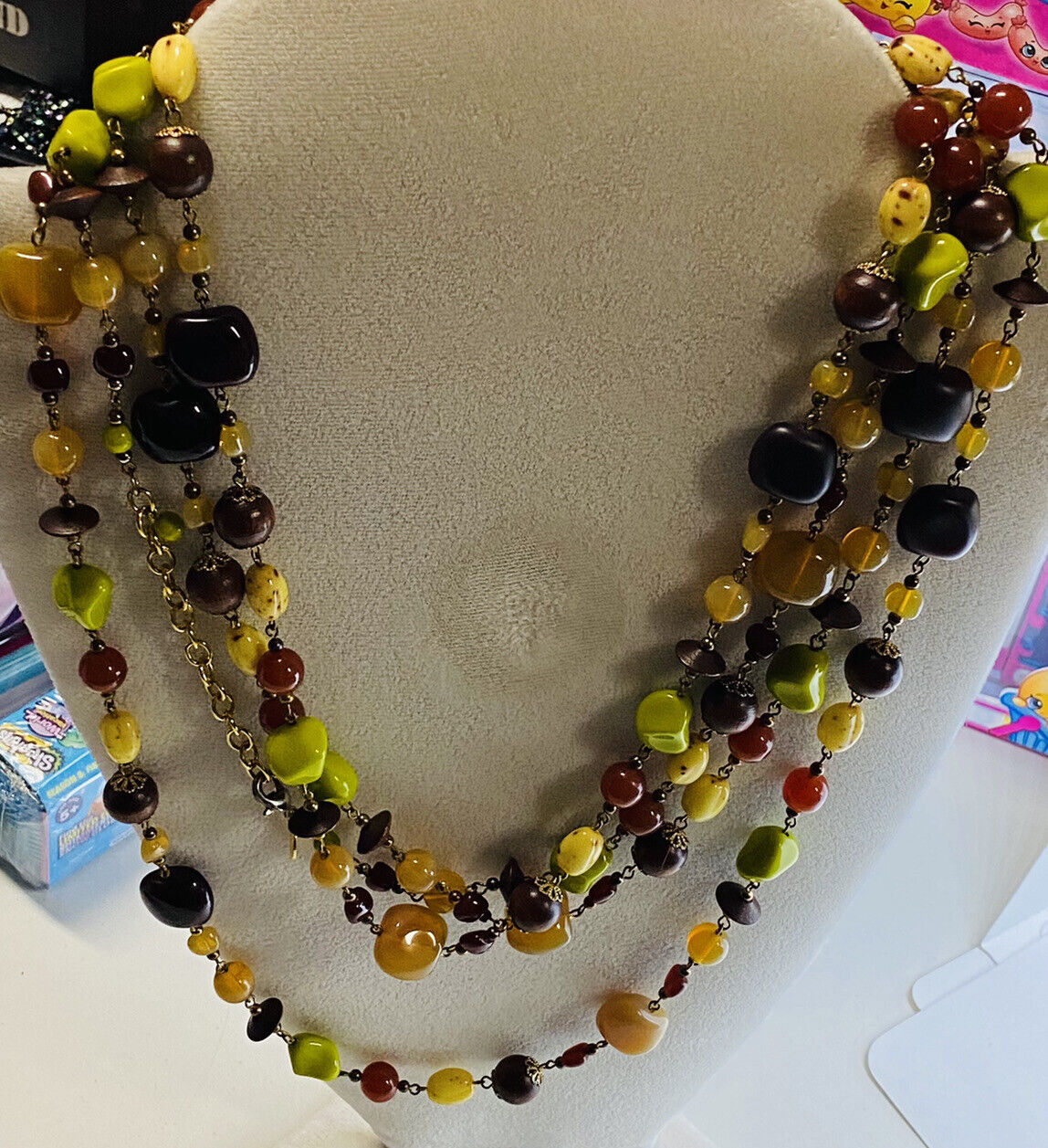 102 Inch Vintage Flapper Gemstone Beaded Necklace… - image 4