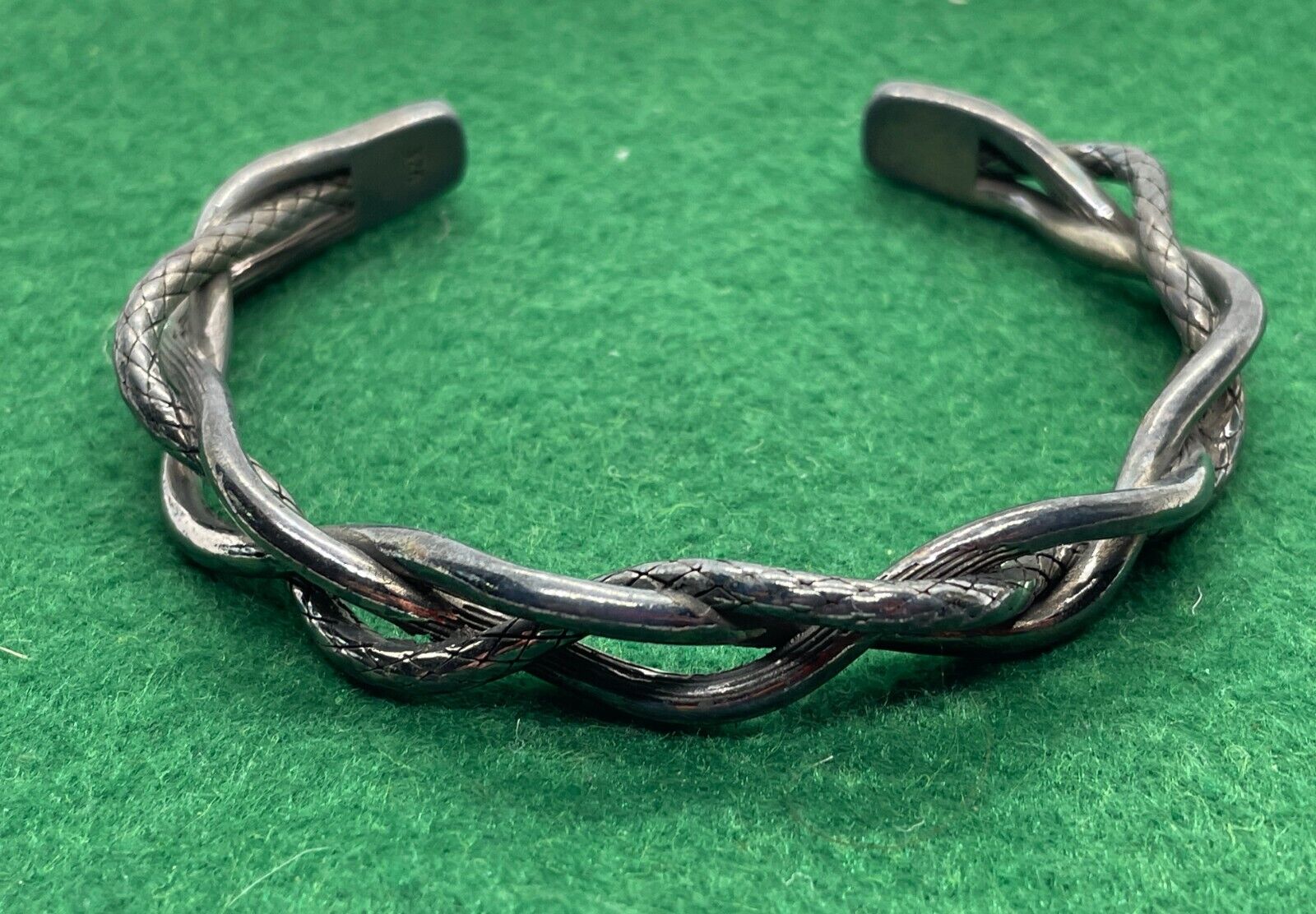 SOLID STERLING SILVER 925 BRACELET 33.3G WEAVED O… - image 1