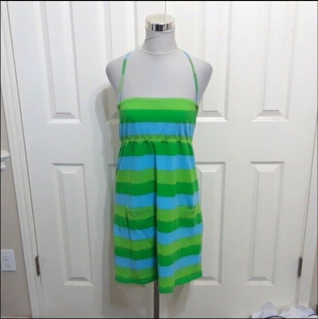 Lilly Pulitzer M Blue Green Striped Pique Knit Dr… - image 1