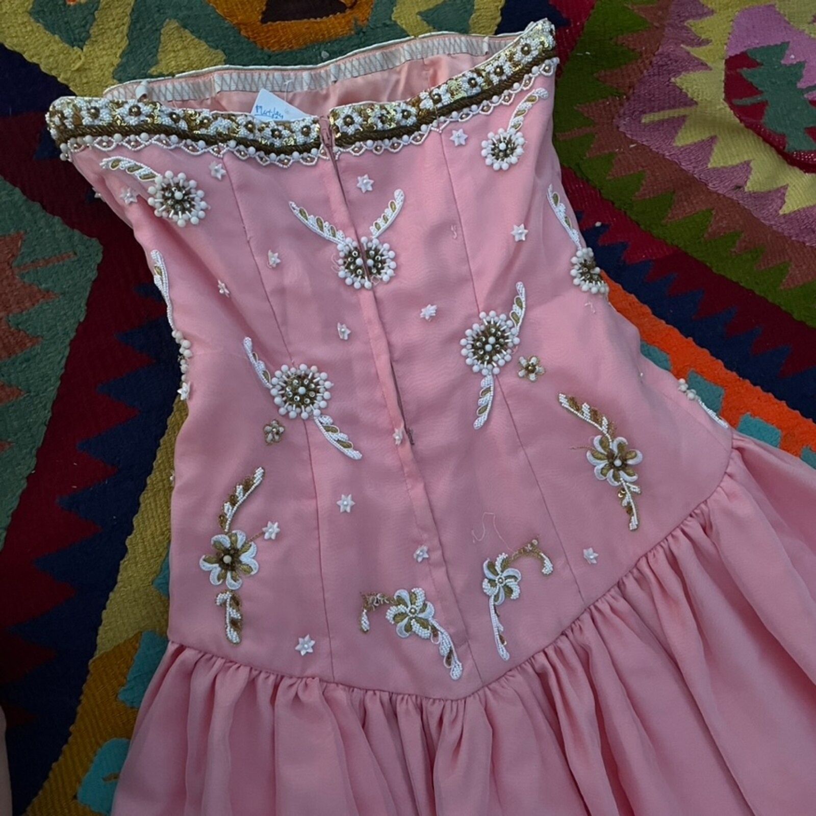 Vintage Pink Embellished Victor Costa Formal Dres… - image 5