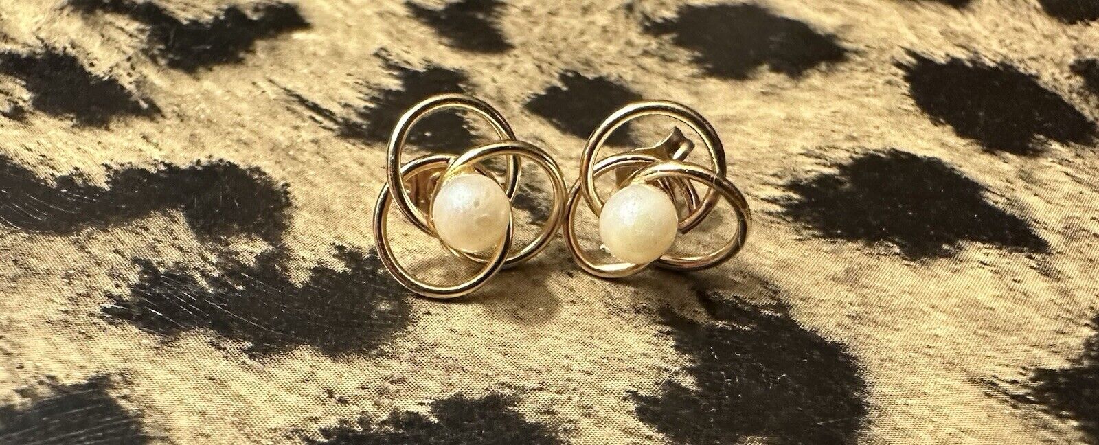 14k Yellow Gold & Genuine Pearl Earrings - image 1