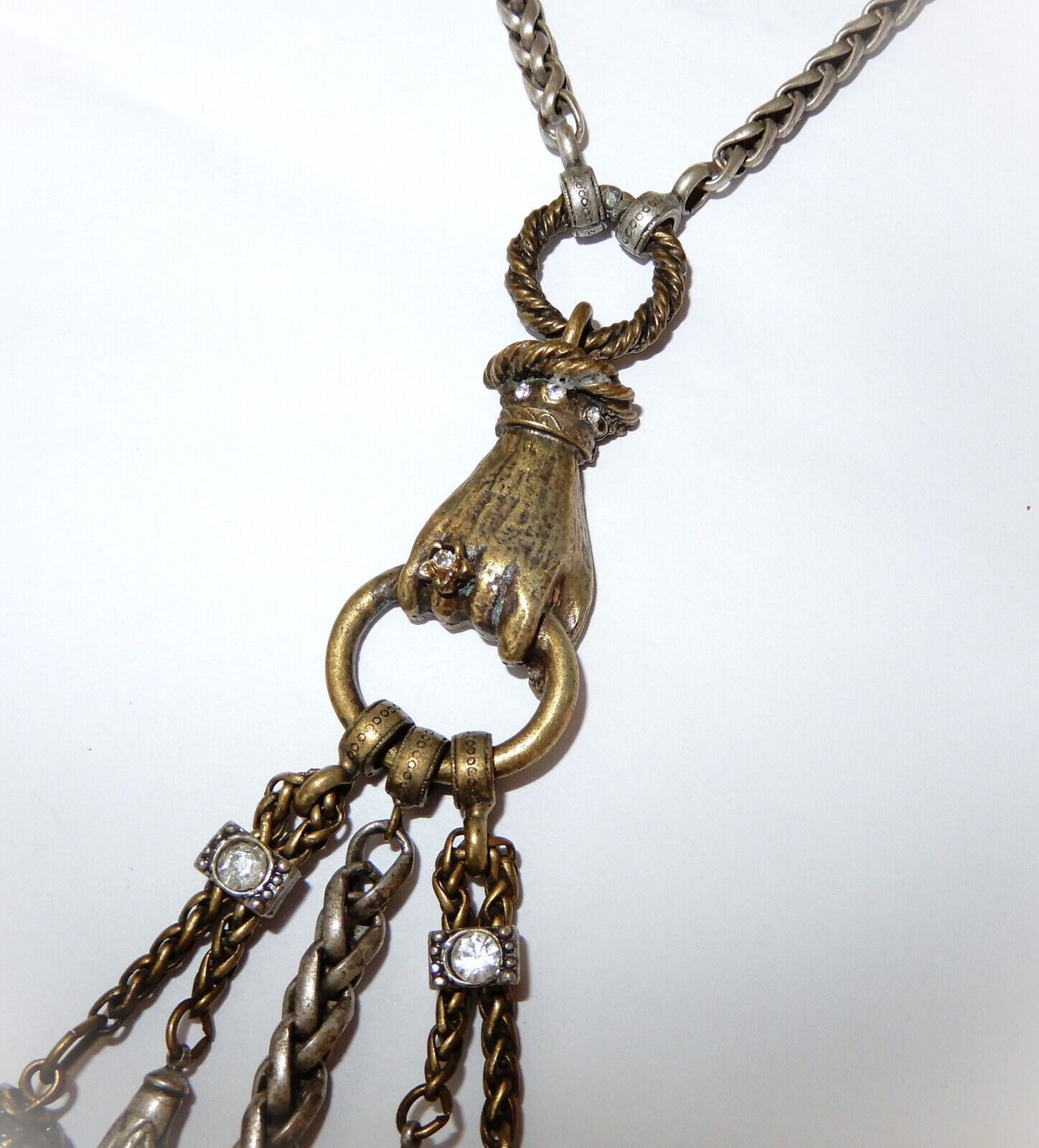 SWEET ROMANCE  Braided Cryatl Necklace Silver Ton… - image 3