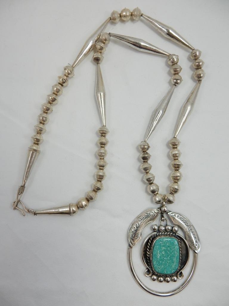 *BEAUTIFUL STERLING SILVER & TURQUOISE NECKLACE 2… - image 3