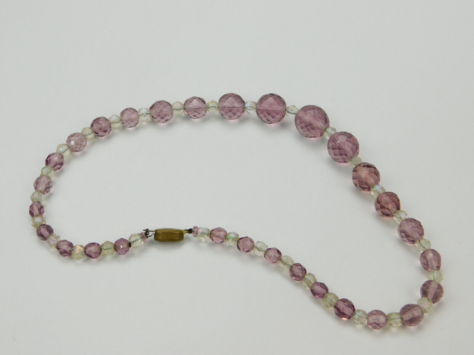 Antique Czech Purple Faceted Beaded 15" Choker Ne… - image 4