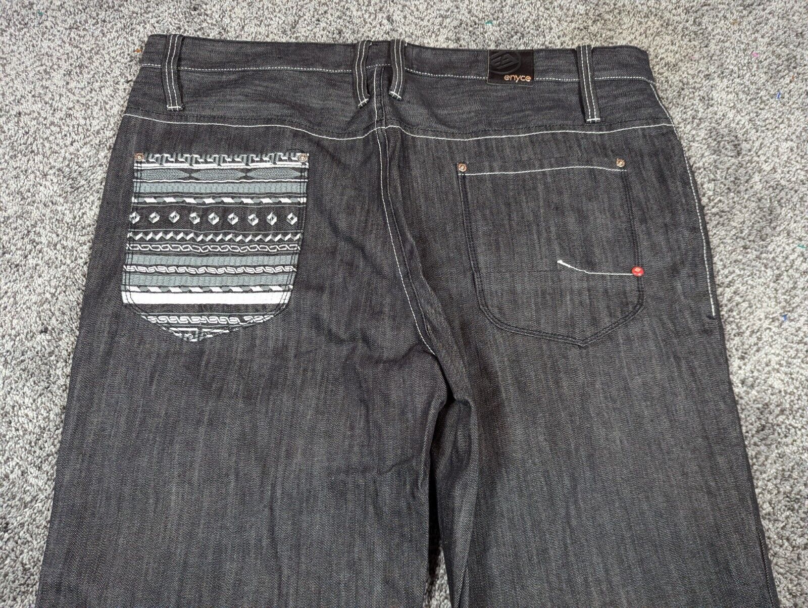 Baggy ENYCE Jeans Mens 44 Black Loose Skater Rave… - image 3