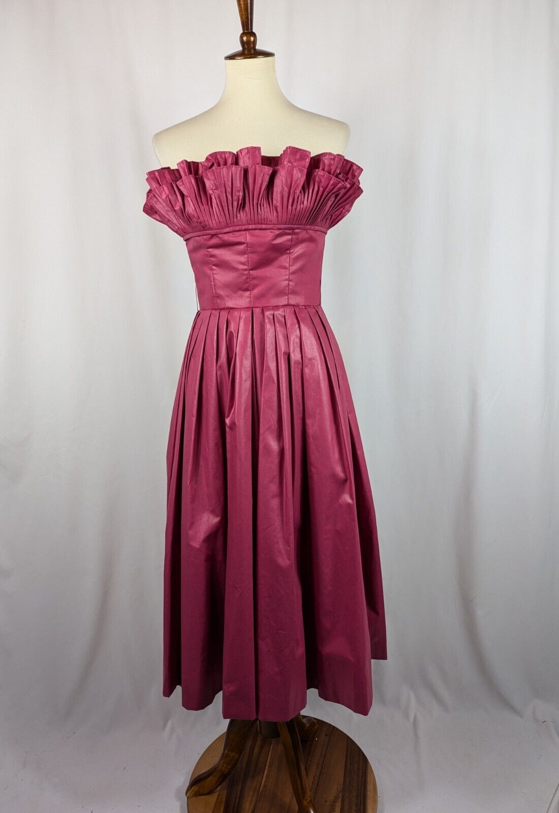 Victor Costa Pink Dress Taffeta Pleat Evening Wed… - image 1