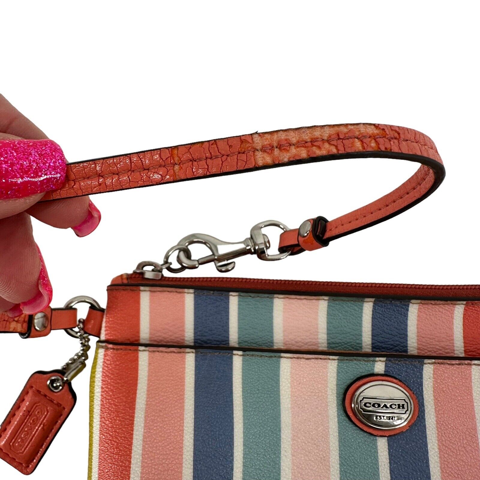 Coach Wristlet Peyton Rainbow Multicolored Stripe… - image 7