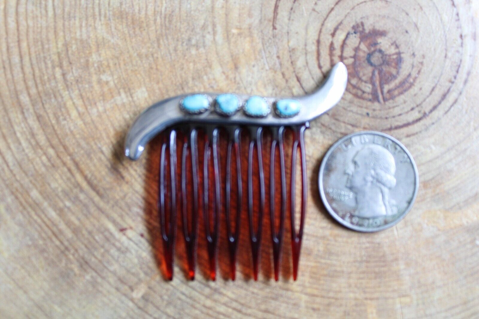 Turquoise & Sterling Silver Hair Comb Hair Clip N… - image 5