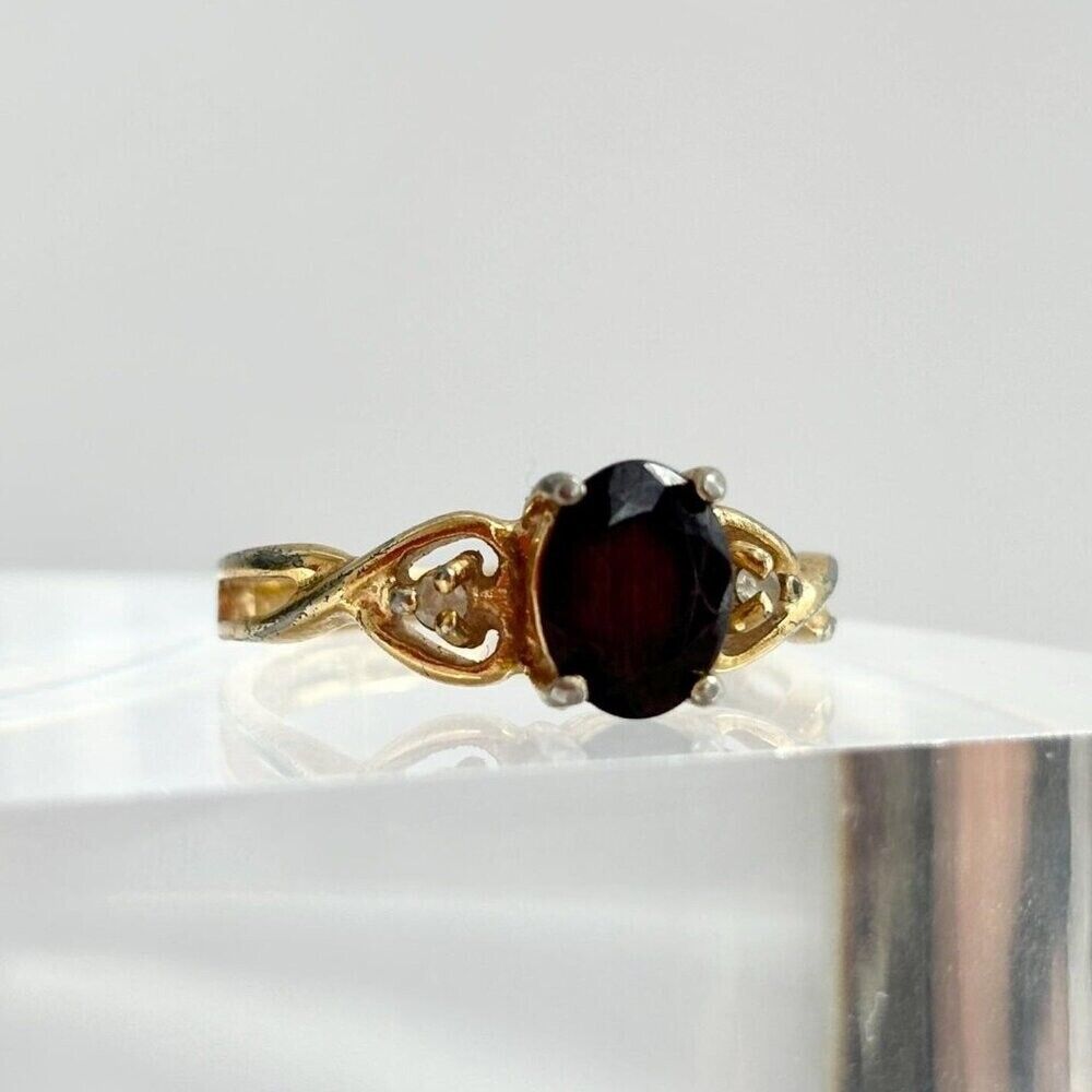 14KGE Gold Oval Cut Black Onyx Elegant Classic Vi… - image 2